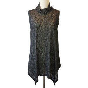 Apt. 9 Women's Shirt Blouse Top Sleeveless Tunic Turtleneck Shimmery Sheer L